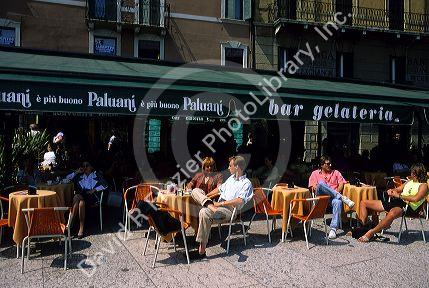 A sidewalk cafe in Verona, Italy.
