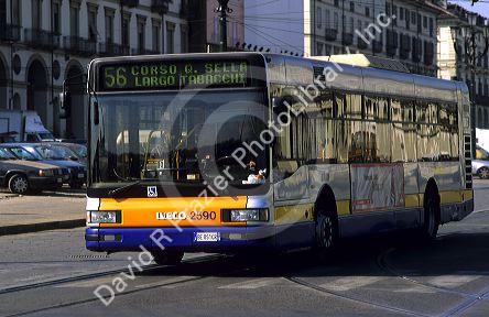 A public transportation bus in Turin, Italy.