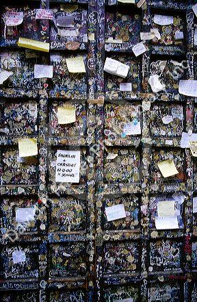 Gum and notes stuck to the house of Juliet in Verona, Italy.