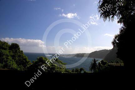 A view of the pacific ocean from the island of Maui, Hawaii along the road to Hana.