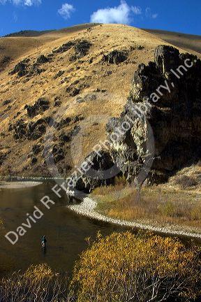 Fly fisherman on the South Fork of the Boise River in Idaho. 