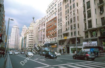 Gran Via is the main shopping street in Madrid, Spain.