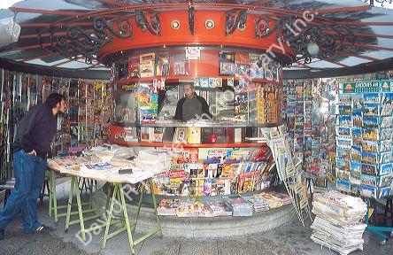 News stand kiosk in Madrid, Spain.