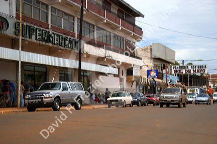Main street of Jardin America in Argentina.
