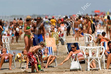Beach scene at Pinamar, Argentina.