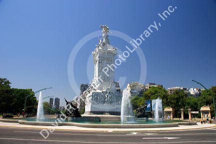 Fountain in Monument to the Magna Carta on Libertador at Palermo Park in Buenos Aires, Argentina.