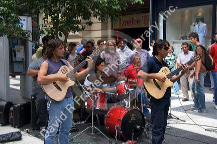 Street performers play music in Buenos Aires, Argentina.