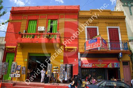 Colorful buildings in the La Boca area of Buenos Aires, Argentina.