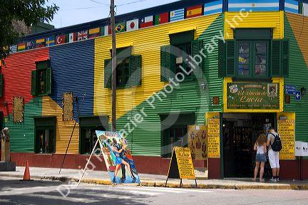 Colorful building and store front in the La Boca area of Buenos Aires, Argentina.