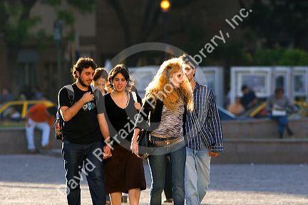 Young Argentines walking in Buenos Aires, Argentina.