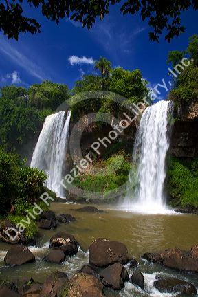 Two Sisters waterfalls at Iguazu, Argentina.