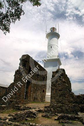 Old lighthouse in Colonia, Uraguay.