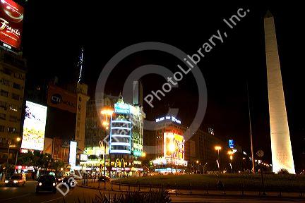 Lavella walking street at night in Buenos Aires, Argentina.