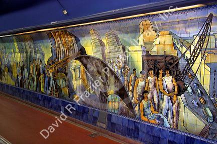 Mural in the subway station at Buenos Aires, Argentina.