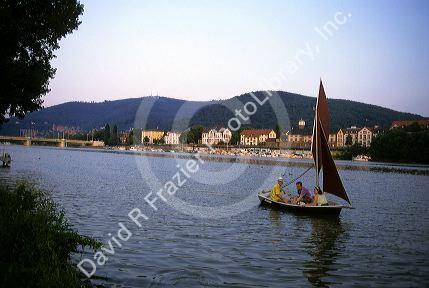 Sailing on the Neckar River in Heidelberg, Germany.