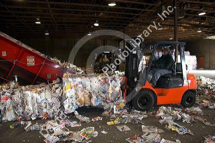 Recycling paper at a facility in Boise, Idaho.