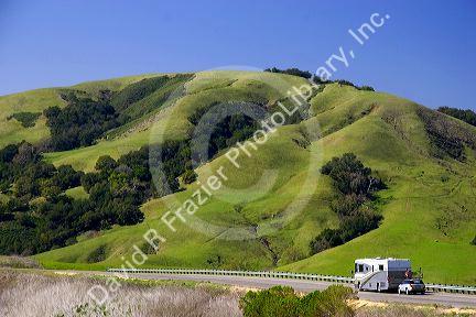 Motor home traveling on california highway 22 north of San Louis Obispo.