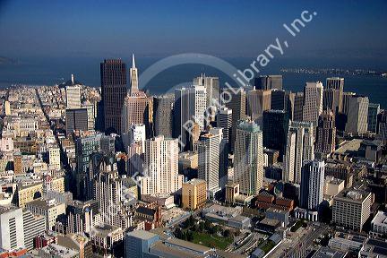Aerial view of the city and bay of San Francisco, California.