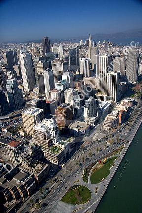 Aerial view of the city and bay of San Francisco, California.