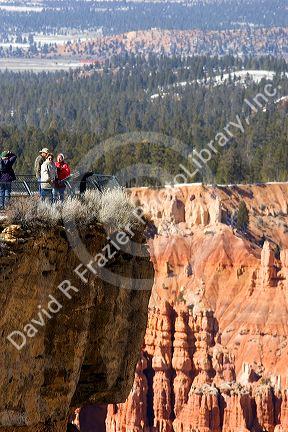 Overlook and tourists at Bryce Canyon National Park, Utah.