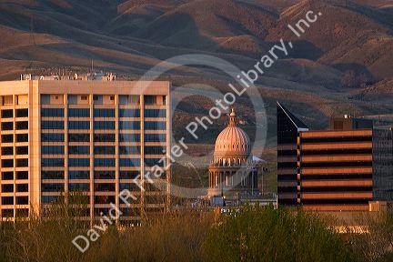 The skyline and foothills in Boise, Idaho.