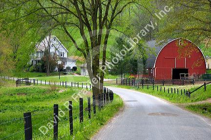 Red barn and farm house near Berlin, Ohio.