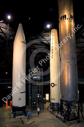 Rocket display at the United States Air Force Museum on Wright Patterson Air Force Base at Dayton, Ohio.
