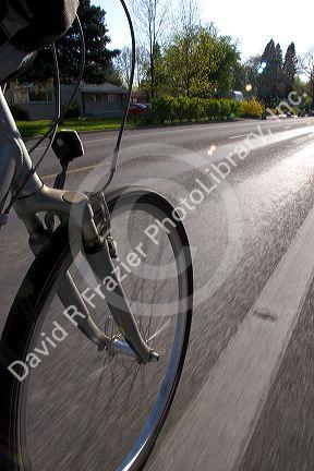 Bicycle tire in motion, Boise, Idaho.