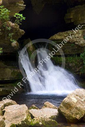Stream flowing out of Blanchard Cavern in the Ouachita National Forest of Arkansas.