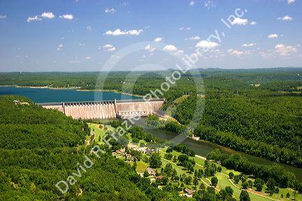 Aerial view of Bull Shoals Dam, Arkansas.