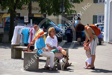 Street scene in the alpine village of Garmisch, Germany.