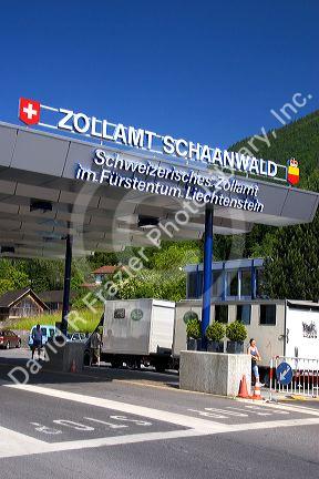 The border crossing from Lichtenstein into Switzerland.