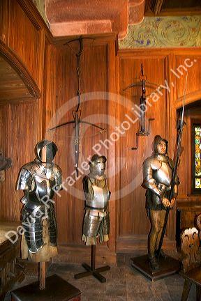 Koenigsbourg Castle interior and body armor display in Eastern France.