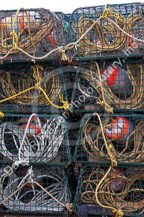 Lobster traps at Shediac, home of the world's largest lobster, New Brunswick, Canada.