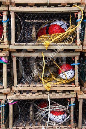 Lobster traps at Shediac, home of the world's largest lobster, New Brunswick, Canada.