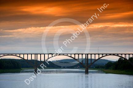 Arched bridge crossing the St. John River at Hartland, New Brunswick, Canada.