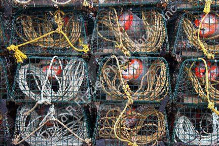Lobster traps at Shediac, home of the world's largest lobster, New Brunswick, Canada.