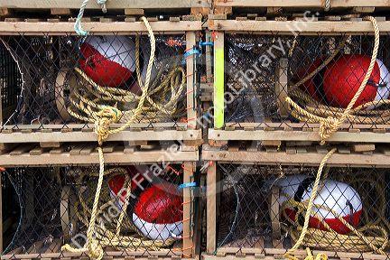 Lobster traps at Shediac, home of the world's largest lobster, New Brunswick, Canada.
