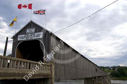 The longest coverd bridge in the world crossing the St. John River at Hartland, New Brunswick, Canada.