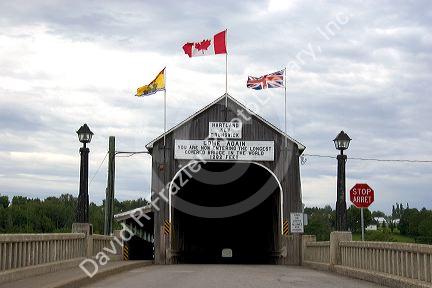 The longest coverd bridge in the world crossing the St. John River at Hartland, New Brunswick, Canada.