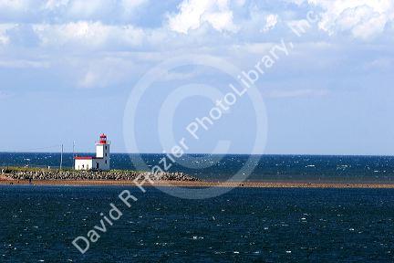 Lighthouse at the entrance to Bar Harbor, Maine.