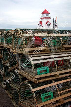 Lobster traps at Shediac, home of the world's largest lobster, New Brunswick, Canada.