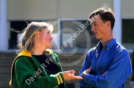 Teenage couple having an argument.