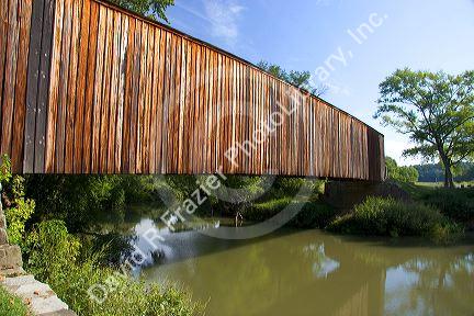 A covered bridge at the Burfordville Grist Mill in Burfordville, Missouri.