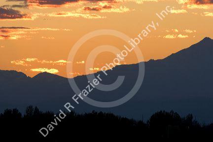 Sunset over the Rocky Mountains north of Denver, Colorado.