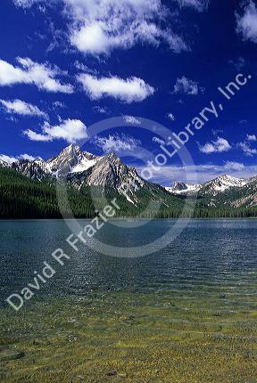 Stanley Lake and the Sawtooth Mountains near Stanley, Idaho.