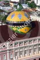 Aerial view of the dome of the Opera house in Manaus Brazil.