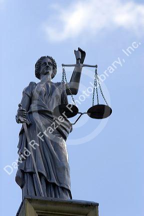 The Scales of Justice atop the Franklin County Courthouse in Ottawa, Kansas.