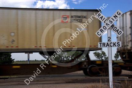 Union Pacific Railroad crossing near Central City, Nebraska.
