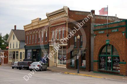 Small town main street at West Branch, Iowa. The birthplace of Herbert Hoover.
